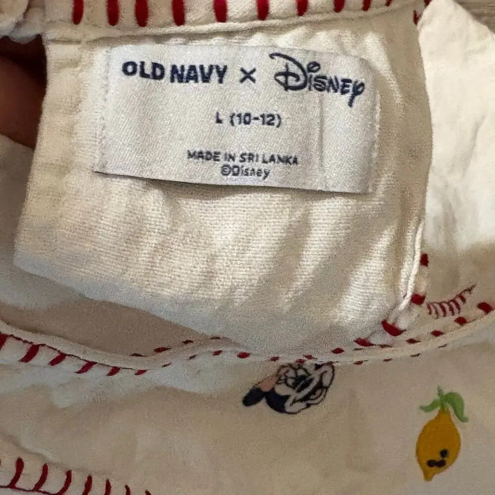 Old Navy x Disney Minnie Mouse Embroidered Fruit Whipstitch Top L 10-12​